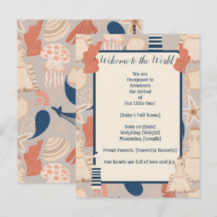 Baby aan boord Nautical Birth Announcement Briefkaart