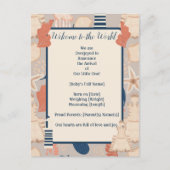 Baby aan boord Nautical Birth Announcement Briefkaart (Voorkant)