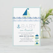 Baby aan boord Nautical Blue Boy Baby shower Kaart (Staand voorkant)