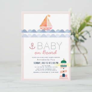 Baby aan boord Nautical Pink Girl Baby shower Kaart