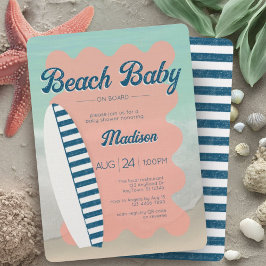 Baby aan boord Navy Stripe Beach Baby shower Kaart