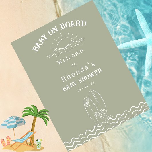 Baby Aan boord Neutral Green Baby shower Welkom Foto Afdruk