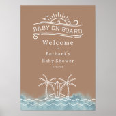 Baby Aan boord Neutral Surf Baby shower Welkom Poster (Voorkant)