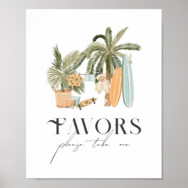 Baby aan boord Palm Tree Surf Baby shower Favors Poster