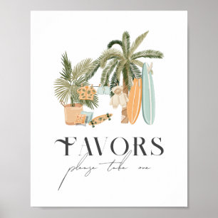 Baby aan boord Palm Tree Surf Baby shower Favors Poster