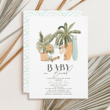 Baby aan boord Palm Tree Surfboard Baby shower