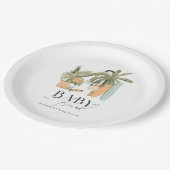 Baby aan boord Palm Tree Surfboard Baby shower Papieren Bordje (Gekanteld)
