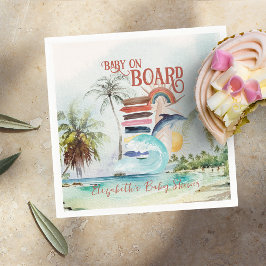 Baby aan boord | Retro Summer Surf Baby shower Servet