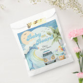 Baby aan boord Retro Surfing Beach Baby shower Bedankzakje (Gezegeld)