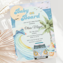 Baby aan boord Retro Surfing Beach Baby shower