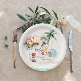 Baby aan boord | Retro Zomer Surf Baby Shower Papieren Bordje