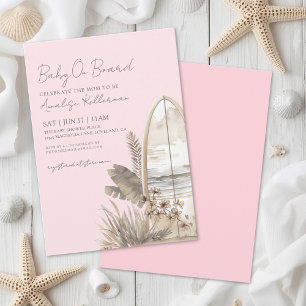 Baby Aan Boord Roze Boho Strand Baby Borrel Kaart