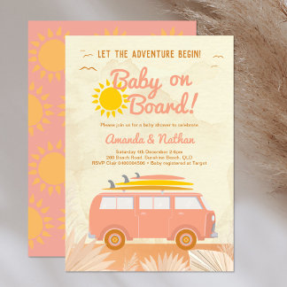Baby aan boord roze meisje surfboard baby shower kaart