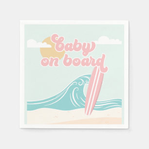 Baby aan boord Roze strand Baby shower Servet