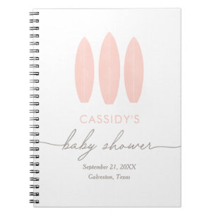 Baby aan boord Roze Surf Baby shower Gastenboek Notitieboek