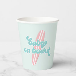 Baby aan boord Roze Surf Strand Baby Shower Papieren Bekers