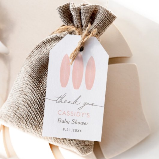 Baby aan boord Roze Surven Baby shower Cadeaulabel