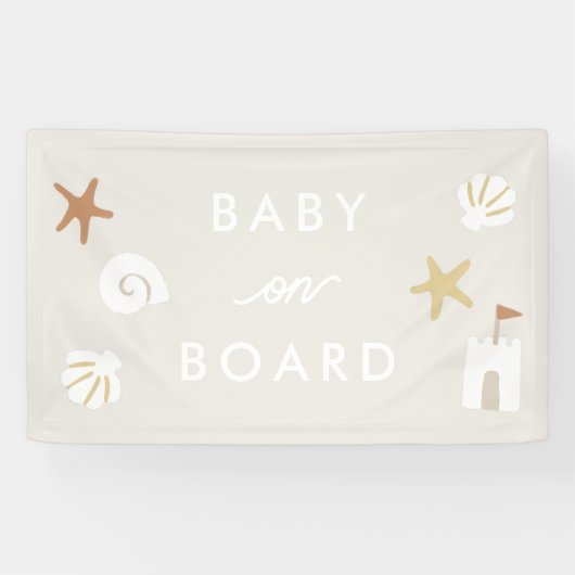 ‘Baby aan boord’ Sandy Beach Pool Baby shower Spandoek (Horizontaal)