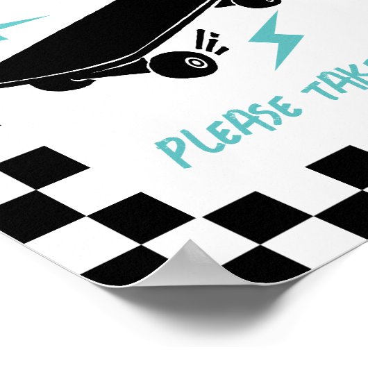 Baby aan boord Skateboard Baby shower Favors Sign Poster (Hoek)