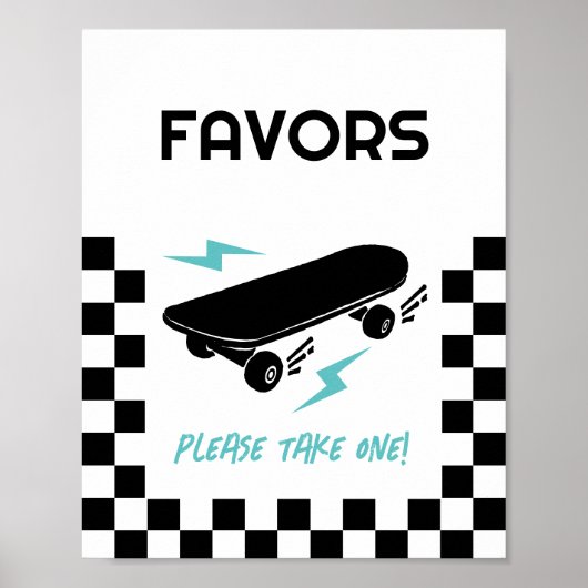Baby aan boord Skateboard Baby shower Favors Sign Poster (Voorkant)