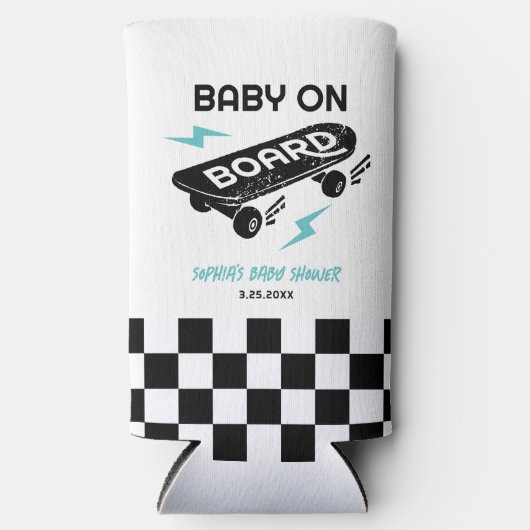 Baby aan boord Skateboard Baby shower Koelboxxen Seltzer Blikjeskoeler (Voorkant)