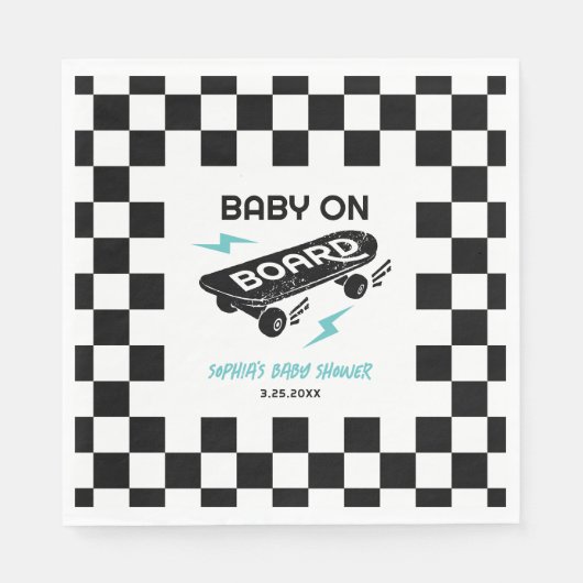 Baby aan boord Skateboard Baby shower servetten (Voorkant)