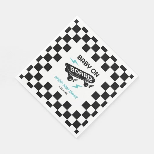 Baby aan boord Skateboard Baby shower servetten (Hoek)