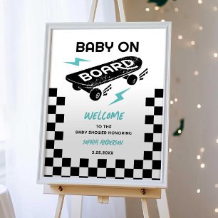Baby aan boord Skateboard Baby shower Welkomstbord Poster