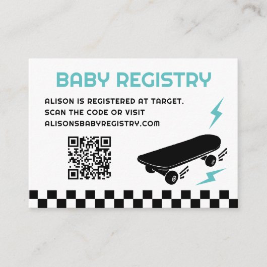 Baby aan boord Skateboard Registry Kaarten (Voorkant)