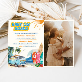 Baby aan boord strand baby shower foto  kaart