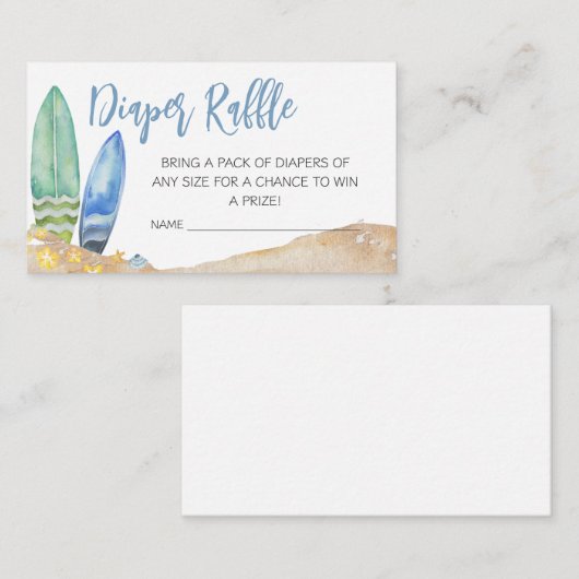 Baby Aan boord Strand Baby shower Luier Raffle Informatiekaartje (Voorkant / Achterkant)