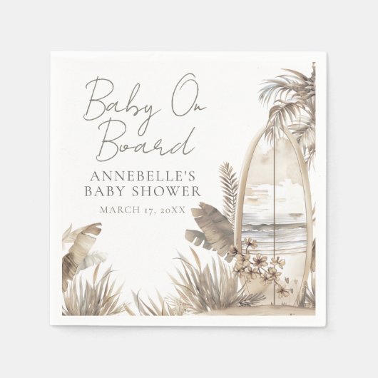 Baby aan Boord Strand Baby Shower Servet (Voorkant)