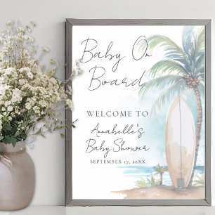Baby Aan Boord Strand Baby Shower Welkomstbord Poster