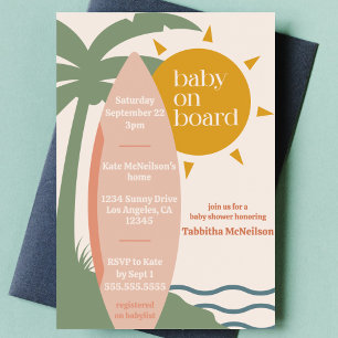 "Baby aan boord" Strand Surfen Ocean Baby shower Kaart