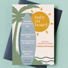 "Baby aan boord" Strand Surfen Ocean Baby shower Kaart