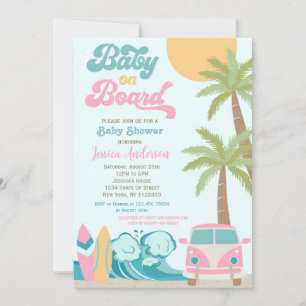 Baby aan boord Surf Baby Shower Invitting Girl Kaart