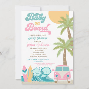 Baby aan boord Surf Baby Shower Invitting Girl Kaart