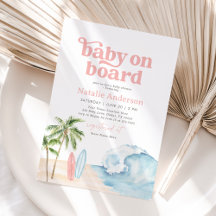Baby aan boord Surf Baby shower uitnodiging