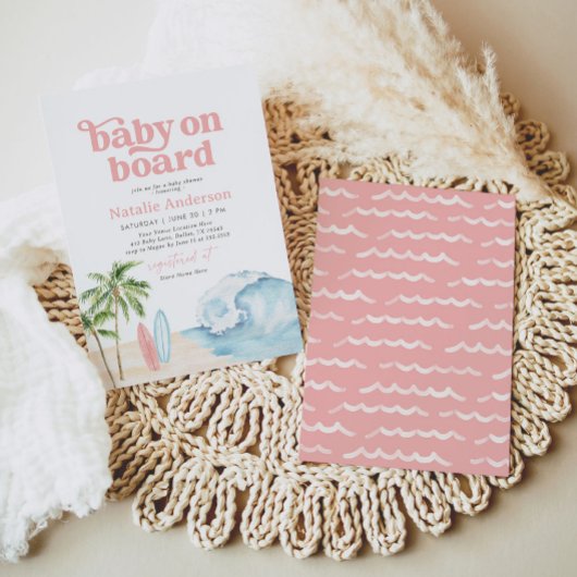 Baby aan boord Surf Baby shower uitnodiging