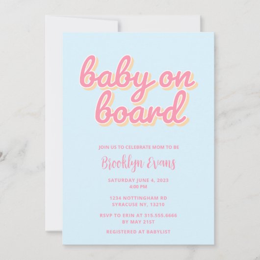 Baby aan boord Surf Baby shower uitnodiging (Voorkant)