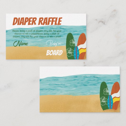 Baby Aan boord Surf Beach Baby shower Luier Spel Informatiekaartje (Voorkant / Achterkant)