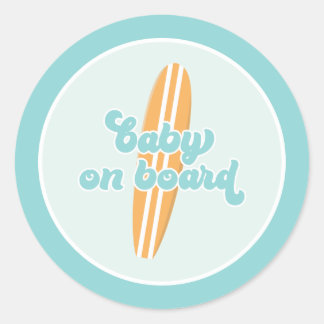 Baby aan boord Surf Beach Baby shower Ronde Sticker