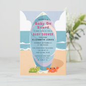 Baby aan boord Surfboard Baby shower Uitnodiging (Staand voorkant)