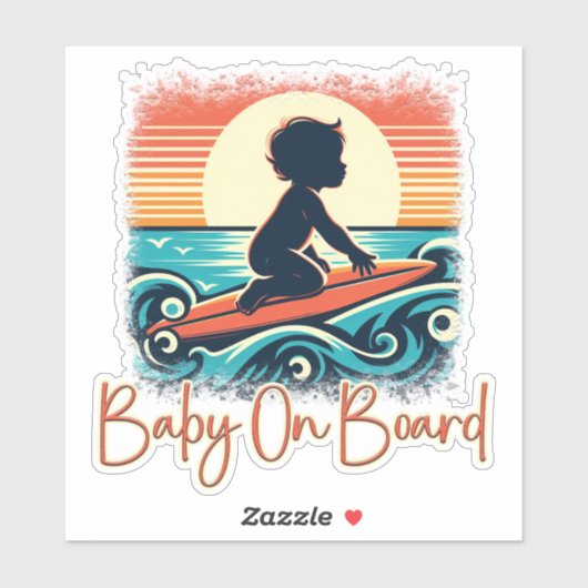 Baby Aan boord Surfboard, Baby Surfing, Surven Dec Sticker (Vel)