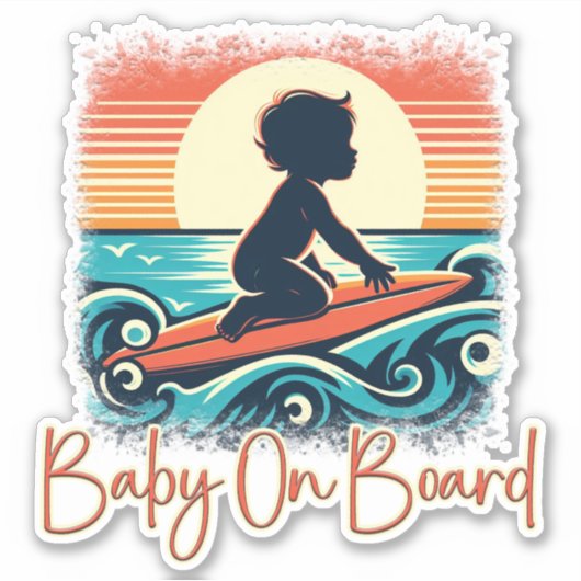 Baby Aan boord Surfboard, Baby Surfing, Surven Dec Sticker (Voorkant)