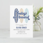 Baby aan boord Surfboard Beach Baby shower Invitat Kaart (Staand voorkant)
