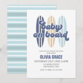 Baby aan boord Surfboard Beach Baby shower Invitat Kaart (Voorkant / Achterkant)