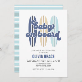 Baby aan boord Surfboard Beach Baby shower Invitat Kaart