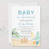 Baby aan boord Surfboard Beach Baby shower Kaart (Voorkant)