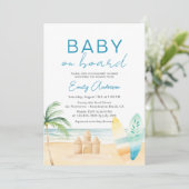 Baby aan boord Surfboard Beach Baby shower Kaart (Staand voorkant)